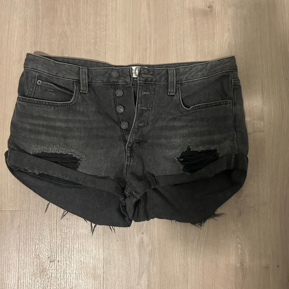 We The Free Freepeople Charcoal Distressed Jean Shorts